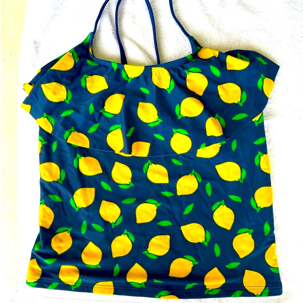 Kanu Surf, Navy Lemonade Tankini Top, Size 14